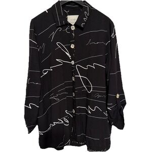 Dear John Anthropologie Black Button Up Shirt Top Womens Size Large Designer